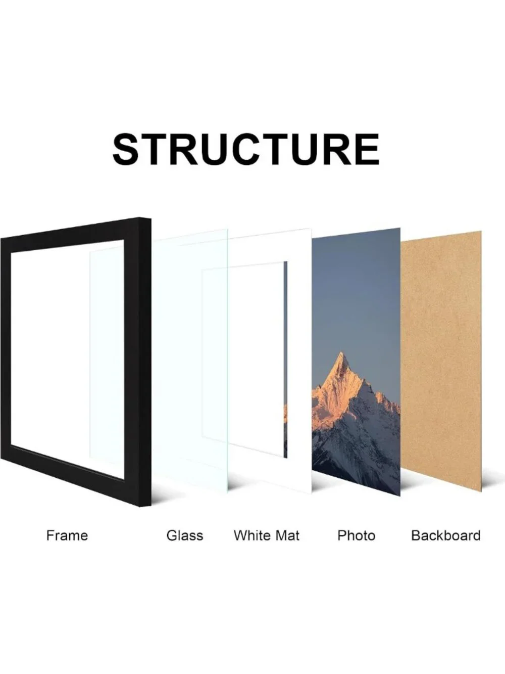 Set of 4 11x14 Picture Frames with Real Glass for Wall Mounting - Home Decor